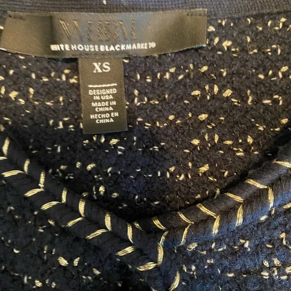 White House Black Market navy tweed cardigan jacket xs - Picture 3 of 4